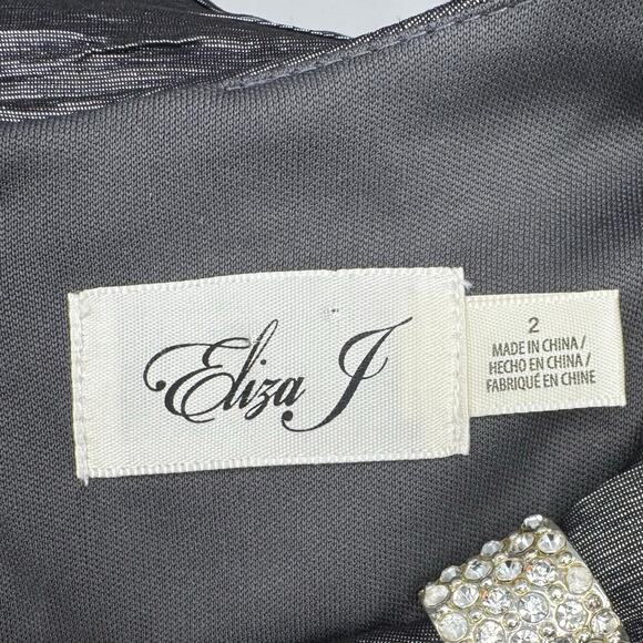 Eliza J Womens Sleeveless Triple Cutout Rhinestone Embellished Cocktail Dress 2 - Picture 12 of 14